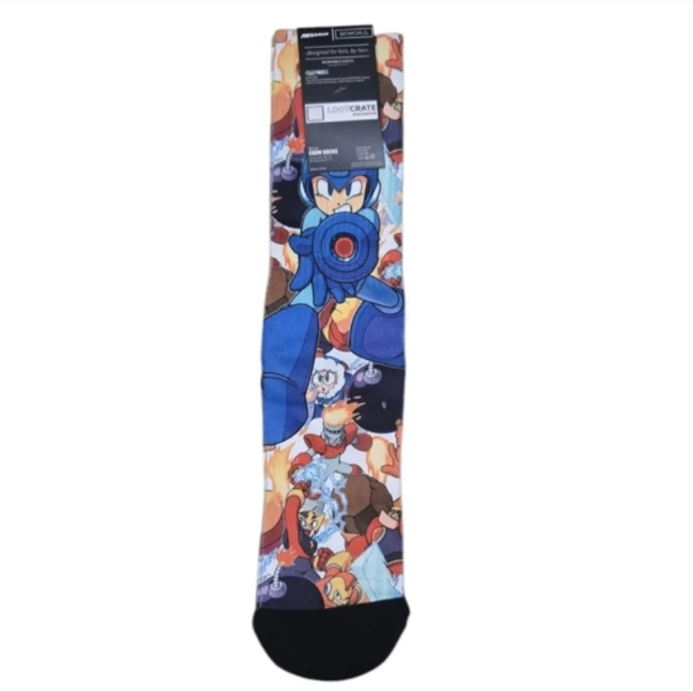 ❤️2/$12 NEW Megaman Crew Socks Loot Crate Exclusive Bioworld Size 10-13